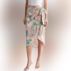 Dress Forum Tropical Fizz Wrap Beach Skirt Coverup Size Medium. New With Tags! Sold At Nordstrom 100% Polyester Satin Self Tie Wrap Closure Asymmetrical Hemline Tropical Graphic Print Lightweight Fits True To Size Chic Printed Summer Skirt, Beachwear Skirt For Brunch During Beach Season, Beachwear Skirt With Floral Print For Day Out, Spring Beach Skirt With Tie Waist, Beachwear Floral Print Skirt For Day Out, Floral Print Skirt For Beach Vacation, Tie Waist Beach Skirt For Spring, Floral Print Skirt For Vacation And Beach Season, Floral Print Skirt For Vacation During Beach Season