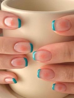 Korean Natural Nail Designs, Korean French Tip Nails, Summer Nails Korean, Korean Blush Nails, Nail Art Funky, Korean Blush, Blush Nail, Pool Nails, Anting Manik