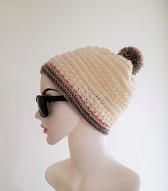 Soft and comfortable cream knit hat, Chic casual beanie, Handknit beanie for women, Gift for stylish girlfriend Casual Beanie, Knit Accessories, Hand Knit Hat, Beautiful Color Combinations, Chic Casual, Skull Cap Beanie, Knitting Accessories, Handmade Knitting, Knit Hat