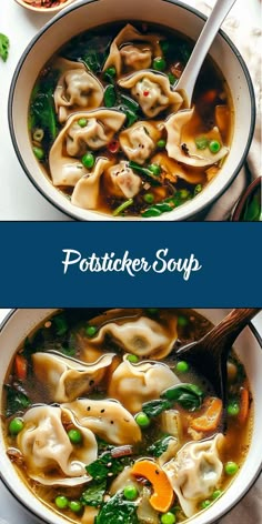 This soup is made with potstickers simmered in a savory broth, complemented by vibrant vegetables and aromatic seasonings. Perfect for a cozy weeknight dinner or as a unique appetizer! Unique Dinner, Comfort Soup Recipes, Delicious Soups, Yum Recipes