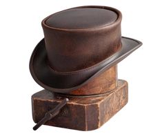 The Marlow Leather Top Hat is handmade in the USA from 100% authentic top-grain cowhide leather. Loved by Harley Davidson, motorcycle and steampunk sub culture enthusiasts, this short crown, coachman style men’s biker top hat is for the man who isn’t afraid to stand out in a crowd. It's available for purchase at our retail shop in Smyrna, TN, just outside of Nashville. We sale these unbanded so you can have a choice of a band or no band. Sizes S,M,L,XL / Brim Measures 2" Crown Measures 4" / Choo Brown Leather Top Hat For Rodeo, Steampunk Leather Hat Band With Short Brim, Brown Leather Top Hat With Short Brim, Adjustable Leather Steampunk Hat, Steampunk Leather Hat With Adjustable Fit, Vintage Leather Top Hat With Short Brim, Classic Leather Top Hat With Short Brim, Vintage Leather Hat With High Crown, Classic Short Brim Leather Top Hat