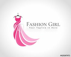 fashion girl logo with dress on hanger