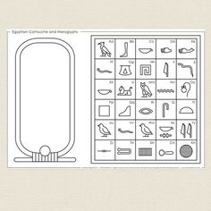 the egyptian symbols and their meaningss are shown in this coloring book, which includes an image