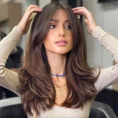 CURTAIN BANG INSPO | 90'S HAIRSTYLE Long Brown Hair, Haircuts Straight Hair, Haircut For Thick Hair, Haircuts For Long Hair, Curtain Bangs