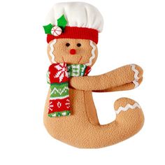 a ginger christmas ornament with a hat and scarf