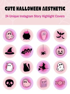 the cute halloween aesthetic sticker pack includes 25 unique instagramm story highlight covers