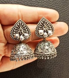 Beautiful Handmade Oxidised Jhumka Earrings. Traditional jhumka. Silver Plated Earrings. Indian jhumka. Material- Brass. Closure - Push Back. Oxidised Jhumka, Oxidized Jhumka, Traditional Jhumka, Junk Jewellery, Indian Jhumka, Junk Jewelry, Silver Jewellery Indian, Earrings Indian, Traditional Earrings