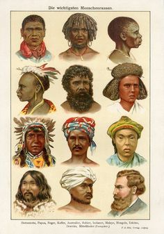 an old poster with many different types of people wearing headdresses and turbans