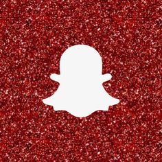 a red glitter background with a white snap icon