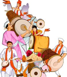 a group of people that are playing musical instruments in front of a white background with the words happy holi day written on it