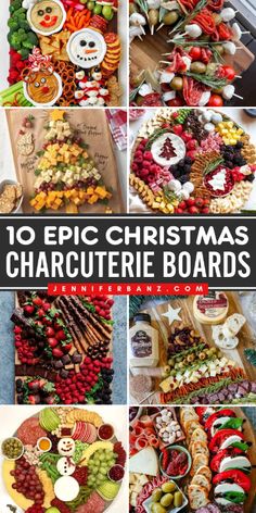 a collage of christmas charcuteries with the words 10 epic christmas charcuterie boards