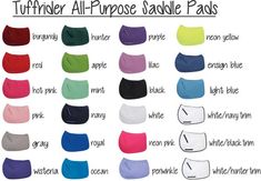 the tuffner all - purpose saddle pads are available in multiple colors