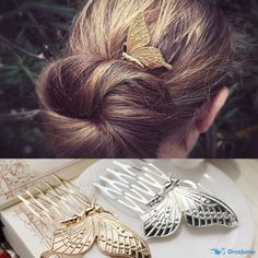 OrcaJump - Elegant Butterfly Hair Ornament Butterfly Wedding Hair, Butterfly Hair Pin, Copper Butterfly, Butterfly Hair Accessories, Hair Forks, Paw Print Bracelet, Hair Comb Clips, Hair Comb Accessories, Butterfly Wedding