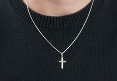 This plain cross necklace is made of 925 sterling silver. This is unisex design, suitable for men or women. With a curb link chain, it is a suitable cross necklace for men. The necklace includes: - the simple raised cross pendant (size 28 mm or 1 1/8 inch, including the bail) - a rope, snake, anchor or curb link chain (16 to 30 inches) ADD INITIAL CHARMS: https://etsy.me/3gMPv4r ADD BIRTHSTONE CHARMS: https://etsy.me/3gGTLT4 ADD BIRTHSTONE BEAD CHARMS: https://etsy.me/3gGltzv SILVER POLISHING CL Silver Cross Necklace, Sterling Silver Cross Necklace, Silver Cross Pendant, Jewelry Simple, Jewelry Card, Men's Necklace, Sterling Silver Cross, Unisex Jewelry, Birthstone Charms