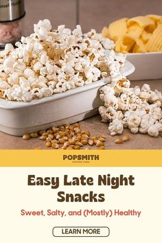 an image of easy late night snacks that are great for snacking and watching movies