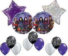 an assortment of balloons and confetti with the characters from disney's frozen princesses