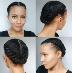 African American Centre-Parted Braided Updo Easy Braided Updo, Carmen Dell'orefice, Cabello Afro Natural, Braids Cornrows, 4c Natural Hair, Pelo Afro, 4c Hair, Natural Hair Updo