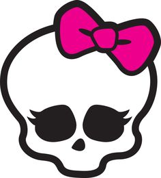 a skull with a bow on it's head is shown in the shape of a circle