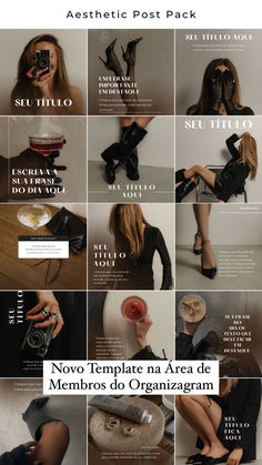 an advertisement with many different images and words on it, including women's shoes