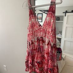 Free People V Neck Dress Size Small Never Worn Bohemian V-neck Mini Dress, Urban Outfitters V-neck Vacation Dress, Multicolor V-neck Mini Dress With Boho Print, Suede Mini Dress, Free People Maxi Dress, Multicolor Boho Print V-neck Mini Dress, Urban Outfitters Bohemian V-neck Mini Dress, Boho Mini Dress, Maxi Slip Dress