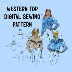 the western top sewing pattern is designed for men and women