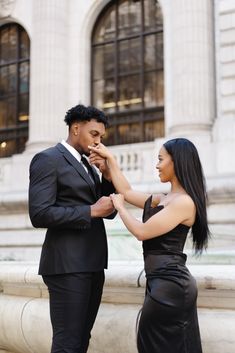 Engagement photoshoot at New York Public Library. Dark Black Women Dress Library Dark, Vogue 2022, Black Women Dress, Marriage Couple, New York Wedding, New York Public Library, Engagement Photoshoot, Couples Photoshoot, Women Dress