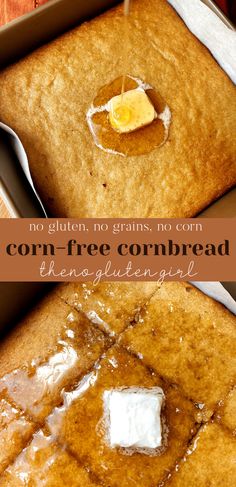 there is a box with some food in it and the words corn - free cornbread on top