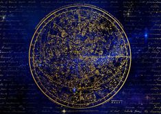 the celestial map is shown in blue and gold