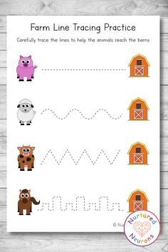 farm line practice worksheet for kids to learn how to write the letter m