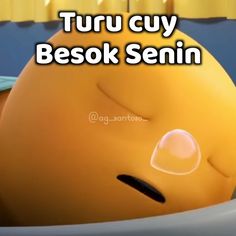 a cartoon character with the words turu guy besok sein on it