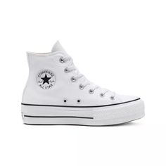 Converse Chuck Taylor All Star Platform Lift "White" Women's Shoe - Hibbett | City Gear Converse Shoes Platform, White Cotton Platform Sneakers With Vulcanized Sole, White Cotton Platform Sneakers With Round Toe, White Canvas Platform Sneakers For Streetwear, White Cotton Platform Canvas Shoes, White Cotton Round Toe Platform Sneakers, Trendy White Cotton Platform Sneakers, Trendy White Cotton High-top Sneakers, All White Platform Converse