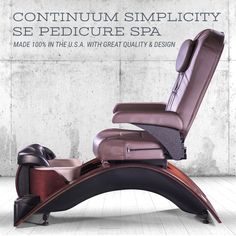 The Continuum Simplicity SE Pedicure Spa is Made 100% in the U.S.A. and features Continuum's signature curved base with beautiful cherry wood veneers. Esthetician Tools, Spa And Massage, Interior Design Color Schemes