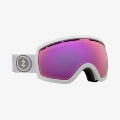 the goggles are white and have pink mirrored lenses