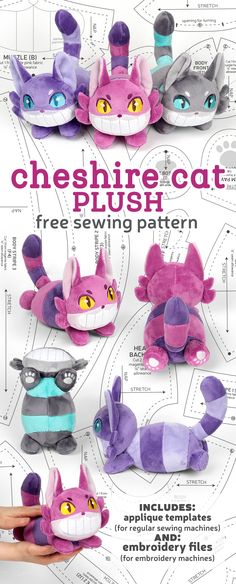 the instructions for how to make an origami cat plush toy with sewing patterns