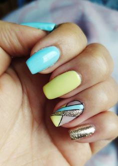 Light Yellow Nails, Teal Nails, Girl Time, Nail Shimmer, Polish Ideas, Nails Colors, Blue Nail Designs, Trendy Nail, Saved Pins