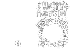 happy mother's day coloring page with flowers and the letter o in black and white