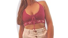 Get ready to rock a trendy look with the charming Petunia crochet crop top pattern. This fun and flirty design comes with flower embroidery detailing, adding a touch of whimsy to your summer style. Picture yourself wearing this unique crochet crop top, adorned with delicate flower embellishments that showcase your creativity and personality. It's the perfect way to customize your outfit and stand out in a crowd. Whether you're hitting up a summer festival or chilling at a beach bonfire, the Petu Trendy Crochet Tops For Beach Season, Trendy Crochet Lace Top For Summer, Trendy Summer Crochet Top With Crochet Trim, Trendy Crochet Top With Crochet Trim For Summer, Pink Cotton Crochet Top Trendy, Cute Cropped Beach Tops, Cute Crop Top For Beach, Cute Cotton Crop Top For Beach, Cute Beach Crop Top