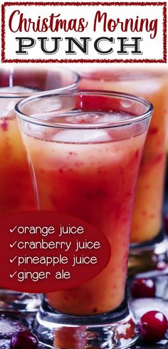 christmas morning punch recipe with orange juice, cranberry juice and pineapple juice