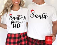 "Santa's Favorite Ho Shirt Matching Christmas Pajamas For Couples Funny Christmas Couple Sweatshirt His and Hers Xmas Pjs Xmas Party Couple Premium Quality Printed in the USA. HOW TO ORDER ----------------------- 1-) Check and Review all Photos. 2-) Select Your T-Shirt Size from drop down menu. 3-) Choose Your Quantity you want. 4-) Click ADD TO CART. And, you can go back to add more product for your family members or You can complete the checkout process. 5-) Please Click \"Proceed to Check Out\" 6-) Your order will be ready to ship 2-5 Business Day. ABOUT US --------------- We are a husband-and-wife team who believe that beauty is all around us, and we strive to capture it in our designs. Thank you for choosing to shop with us, and we hope you find something that inspires you! For custom Christmas Pajamas For Couples, Matching Pjs For Couples, Couples Shirts Funny, Couples Christmas Pajamas, Pajamas For Couples, Pjs Matching, Party Couple, Santas Favorite Ho