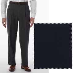 Super 120s Wool Gabardine Comfort-EZE Trouser in Navy (Manchester Pleated Model) by Ballin Pick Stitch, Fit Reference, Travel Office, Stitch 2, Model Photos, Sports Shirts, Manchester, High Performance, A Line Dress