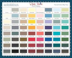 the color chart for different shades of paint