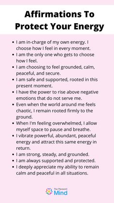 the affirmations to protect your energy