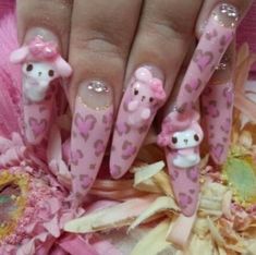 Paznokcie Hello Kitty, Dot Nail Designs, Nail Goals, Dot Nail Art, Mario Nintendo, Pretty Gel Nails