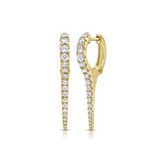 Long Diamond Stiletto Huggies - Diamond Earrings - The Ear Stylist Gold And Diamond Earrings, Earrings Ear, Ear Cuffs, Affordable Luxury, Link Necklace, White Diamonds, Link Bracelets, Diamond White, Necklaces Bracelets