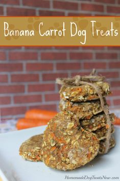 banana carrot dog treats stacked on top of each other