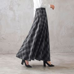 "This winter wool skirt is a classic piece of tailoring that will see you through rain or shine. It is cut with a flattering flared skirt to give you a wonderful shape. The winter skirt is perfect classic styling and ends at the ankle. This is a versatile skirt that you'll wear again and again. DETAILS: * More colors available https://etsy.me/2WgHgmy * 30% wool, 30% fiber, 40% polyester * fully satiny liner * Two side pockets * Right zip closure * has belt loops to keep everything in place AND * Classic High Waist Skirt For Fall, Classic High-waist Skirt For Fall, Winter Full-length Pleated Skirt, Full Length Cotton Skirt For Fall, Elegant Plaid Skirt, Wool Flared Skirt With Relaxed Fit, Wool Bottoms With Relaxed Flared Skirt, Wool Flared Maxi Skirt For Work, Fitted Wool Full Skirt