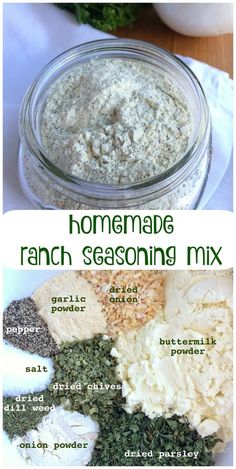 the ingredients for homemade ranch seasoning mix