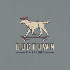 the dogtown skateboards logo is shown on a gray background