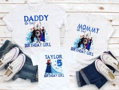 "Frozen Birthday Shirt,Frozen Family T-shirts,Birthday Girl,Frozen,Elsa,Anna,Customized,Personalized Birthday Outfit,Outfit,Tee,Girl,Family Matching Birthday Shirt,Tee , Custom Text on Shirts, Birthday Boy, Birthday Girl, Birthday Shirt, Personalized Birthday Theme, Custom Birthday, Birthday Family Shirt, Matching Shirts, Matching Family, Birthday Family P90 ✨DESCRIPTIONS: This listing is for a white personalized shirts for all family member. Are available different sizes see pictures above. ✔Pl Frozen Birthday Shirt, Frozen Shirts, Matching Birthday Shirts, Family T Shirts, Girl 2nd Birthday, Xmas Shirts, Frozen Elsa, Frozen Birthday, Family Christmas Shirts