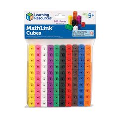 learning resources math link cubes assorted colors 5 / pkg by learning resources